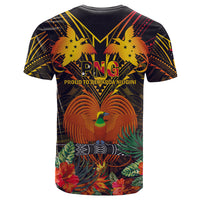 Custom Photo Papua New Guinea Provinces T Shirt Flag With Polynesian Tropical Flowers - Polynesian Pride