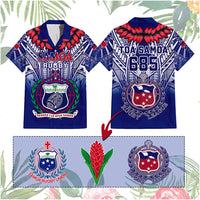 Custom Samoa Rugby Hawaiian Shirt Custom Text And Number With Toa Samoa, Manu Samoa And Manu Samoa 7s Logo CTM14 Blue - Polynesian Pride