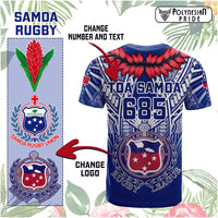 Custom Samoa Rugby T Shirt Custom Text And Number With Toa Samoa, Manu Samoa And Manu Samoa 7s Logo - Polynesian Pride