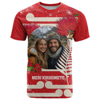 Custom Photo Kia Ora New Zealand T Shirt Pohutukawa Kiwi Santa Meri Kirihimete