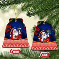 Custom Polynesian Ceramic Ornament Happy Santa Claus With Coat Of Arms