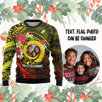 Custom Photo Vanuatu Knitted Sweatshirt Vanuatuan Pig Tusk Meri Krismas