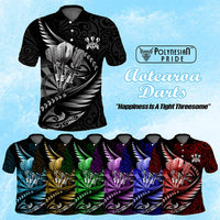 Custom New Zealand Darts Polo Shirt Aotearoa Maori Silver Fern Dart's Name
