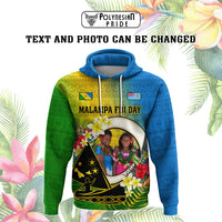 Custom Photo Malampa Fiji Day Hoodie Together We Grow Coat Of Arms Tropical Flowers CTM14