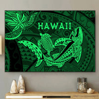 Hawaii Shark and Turtle 5 Pieces Canvas Wall Art With Green Kakau LT9 - Polynesian Pride