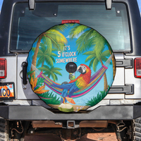 5 Oclock Somewhere Spare Tire Cover Hawaii Parrots Cocktail Summer Beach Vibe LT9