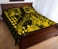 Hawaii Sea Turtle Quilt Bed Set Polynesia Kakau with Kanaka Maoli Yellow LT9 - Polynesian Pride