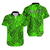 Personalised Hawaii Matching Couple Outfits For Vacation Puletasi Dress and Hawaiian Shirt Green Polynesian Tribal Art LT14 - Polynesian Pride