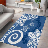 Polynesia Area Rug Blue Tribal Turtle Floral Pattern LT05 - Polynesian Pride