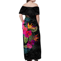 Palau Hibiscus Polynesian Tribal Women Off Shoulder Long Dress - LT12 - Polynesian Pride