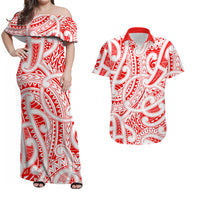 NE Maori Dress - Maori Combo Dress And Hawaiian Shirt-RED LT6 Red - Polynesian Pride