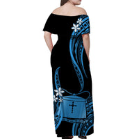 Tokelau Matching Dress and Hawaiian Shirt Tokelauan Tatau with Badge Blue LT14 - Polynesian Pride