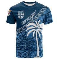 Custom Tapa Pattern with Palm Tree Fiji Rugby T Shirt LT7 - Polynesian Pride