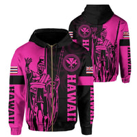 Polynesian Pride Hoodie Hawaii King Polynesian Hoodie Zip up Lawla Style Pink