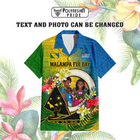 Custom Photo Malampa Fiji Day Hawaiian Shirt Together We Grow Coat Of Arms Tropical Flowers CTM14