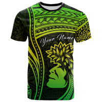 Custom Polynesian Valentine Couple T Shirt I LOVE YOU Hibiscus Style Green LT13 No Women - Polynesian Pride