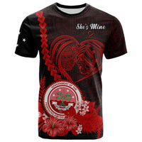 Custom FSM Valentine Couple T Shirt Heart Love Tropical Flowers Red LT14 - Polynesian Pride