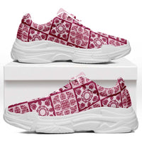 Akala Palaka Quilt Hawaii Chunky Sneakers Hawaiian Tropical Monstera Sea Turtle LT14 Pink - Polynesian Pride