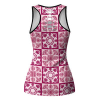 Akala Palaka Quilt Hawaii Hollow Tank Top Hawaiian Tropical Monstera Sea Turtle LT14 - Polynesian Pride