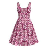 Akala Palaka Quilt Hawaii Midi Dress Hawaiian Tropical Monstera Sea Turtle LT14 - Polynesian Pride