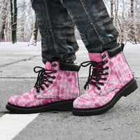 Alaka Aloha Hawaii All Season Boots Plumeria Lei With Palaka Motif - Polynesian Pride