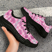 Alaka Aloha Hawaii Chunky Sneakers Plumeria Lei With Palaka Motif LT14 - Polynesian Pride