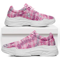 Alaka Aloha Hawaii Chunky Sneakers Plumeria Lei With Palaka Motif LT14 Pink - Polynesian Pride