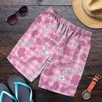 Alaka Aloha Hawaii Shorts for Men Plumeria Lei With Palaka Motif LT14 Pink - Polynesian Pride