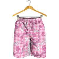 Alaka Aloha Hawaii Shorts for Men Plumeria Lei With Palaka Motif - Polynesian Pride