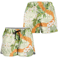 Aloha Festive Hawaii Shorts for Women Mokihana - Maile Leis in Muted Summer LT7 - Polynesian Pride