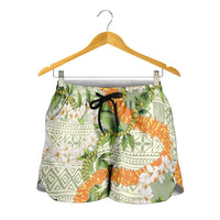 Aloha Festive Hawaii Shorts for Women Mokihana - Maile Leis in Muted Summer LT7 - Polynesian Pride