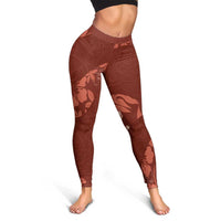 Aloha Hawaii Floral Tapa Leggings Patchwork Crimson - Polynesian Pride
