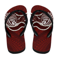 Aloha Hawaii Kalo Pikake Lei Flip Flops Chest Tattoo Oxblood Hawaiian Pattern LT14 - Polynesian Pride