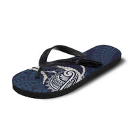 Aloha Hawaii Kalo Pikake Lei Flip Flops Chest Tattoo Oxford Blue Hawaiian Pattern LT14 - Polynesian Pride