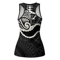 Aloha Hawaii Kalo Pikake Lei Hollow Tank Top Chest Tattoo Black Hawaiian Pattern LT14 - Polynesian Pride