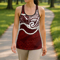 Aloha Hawaii Kalo Pikake Lei Hollow Tank Top Chest Tattoo Oxblood Hawaiian Pattern LT14 - Polynesian Pride