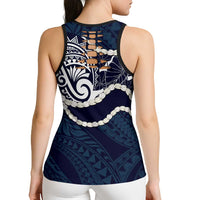 Aloha Hawaii Kalo Pikake Lei Hollow Tank Top Chest Tattoo Oxford Blue Hawaiian Pattern LT14 - Polynesian Pride