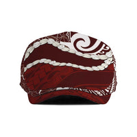 Aloha Hawaii Kalo Pikake Lei Jeff Hat Chest Tattoo Oxblood Hawaiian Pattern LT14 Oxblood - Polynesian Pride