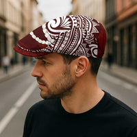 Aloha Hawaii Kalo Pikake Lei Jeff Hat Chest Tattoo Oxblood Hawaiian Pattern LT14 - Polynesian Pride