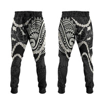 Aloha Hawaii Kalo Pikake Lei Jogger Pants Chest Tattoo Black Hawaiian Pattern LT14 Black - Polynesian Pride