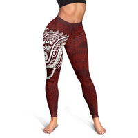 Aloha Hawaii Kalo Pikake Lei Leggings Chest Tattoo Oxblood Hawaiian Pattern LT14 - Polynesian Pride