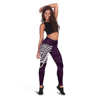 Aloha Hawaii Kalo Pikake Lei Leggings Chest Tattoo Purple Hawaiian Pattern LT14 - Polynesian Pride