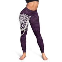 Aloha Hawaii Kalo Pikake Lei Leggings Chest Tattoo Purple Hawaiian Pattern LT14 - Polynesian Pride