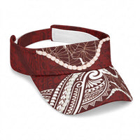 Aloha Hawaii Kalo Pikake Lei Sun Visor Cap Chest Tattoo Oxblood Hawaiian Pattern LT14 Universal Fit Oxblood - Polynesian Pride