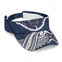 Aloha Hawaii Kalo Pikake Lei Sun Visor Cap Chest Tattoo Oxford Blue Hawaiian Pattern LT14 Universal Fit Oxford Blue - Polynesian Pride