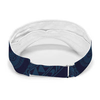 Aloha Hawaii Kalo Pikake Lei Sun Visor Cap Chest Tattoo Oxford Blue Hawaiian Pattern LT14 - Polynesian Pride