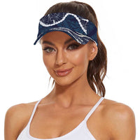 Aloha Hawaii Kalo Pikake Lei Sun Visor Cap Chest Tattoo Oxford Blue Hawaiian Pattern LT14 - Polynesian Pride