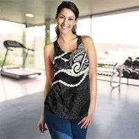 Aloha Hawaii Kalo Pikake Lei Women Racerback Tank Chest Tattoo Black Hawaiian Pattern LT14 - Polynesian Pride
