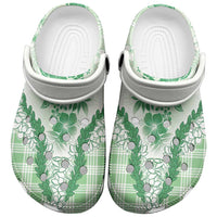Aloha Hawaii Palaka Clogs Shoes Green Plumeria Lei LT05 Green - Polynesian Pride