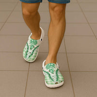 Aloha Hawaii Palaka Clogs Shoes Green Plumeria Lei LT05 - Polynesian Pride